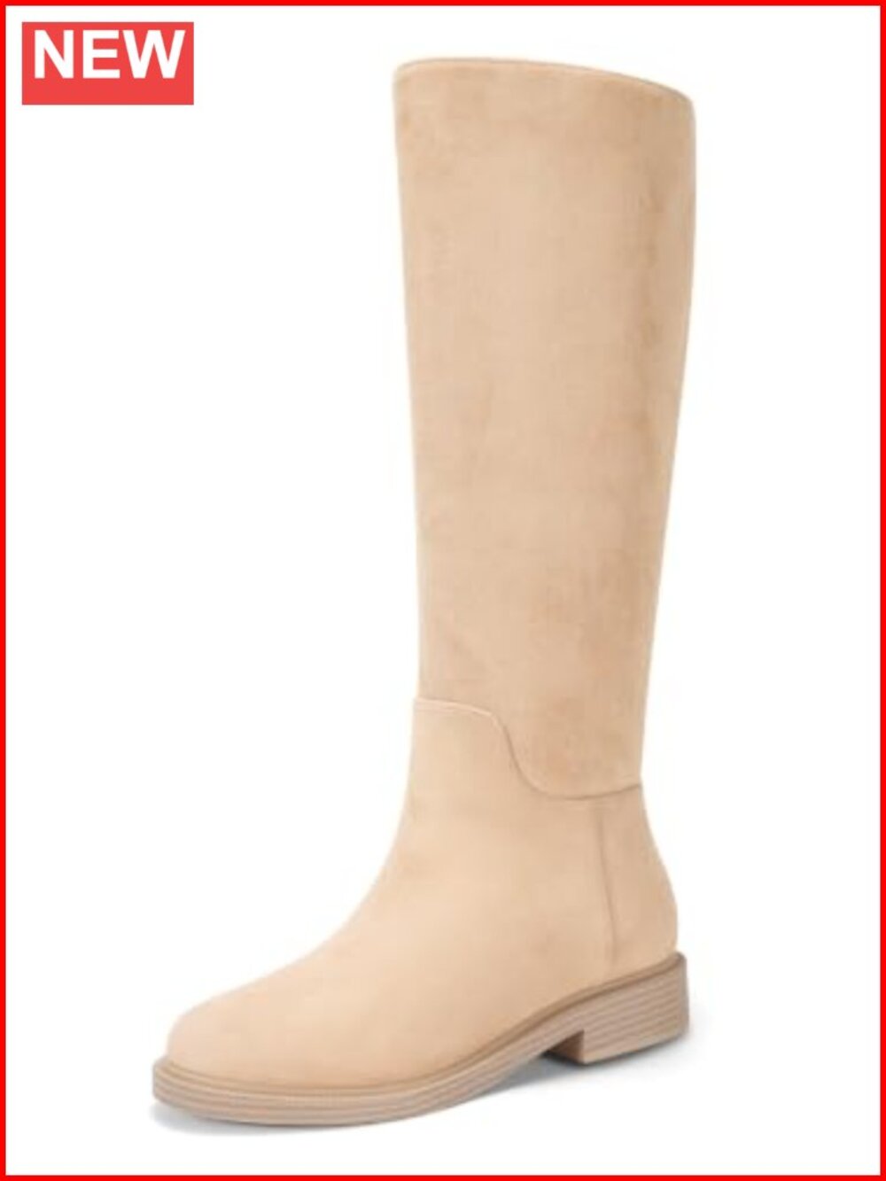 Womens Knee High Boots Chunky Low Heel Zip Tall Faux Suede Riding Boots